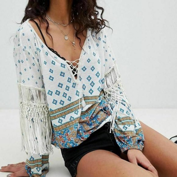 Free People Macra Maze Me Top M 8 Women Casual Pri - Picture 1 of 4